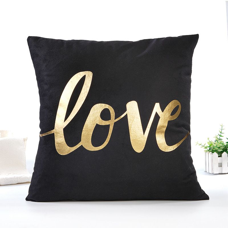 Set of 2 Throw Pillow Covers Home Decorative Gold Foil Pillow Covers 18 ×18 Inch Geometric Square Cushion Covers Decor Couch Sofa Bedroom Quality Smooth Soft Short Plush Covers