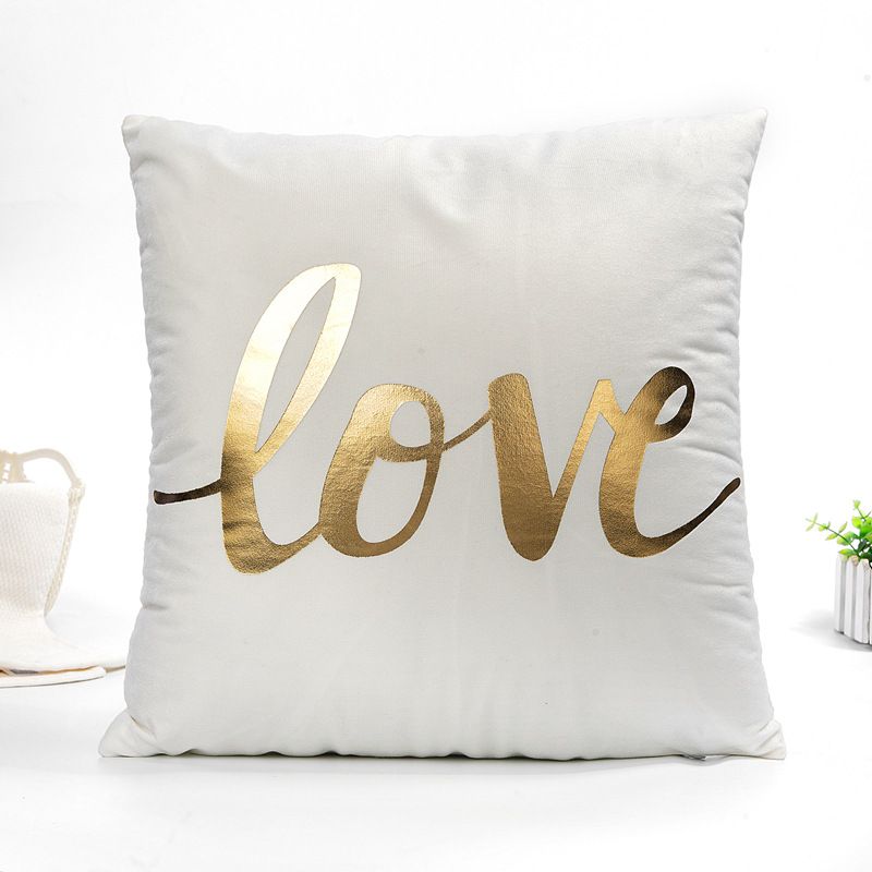 Set of 2 Throw Pillow Covers Home Decorative Gold Foil Pillow Covers 18 ×18 Inch Geometric Square Cushion Covers Decor Couch Sofa Bedroom Quality Smooth Soft Short Plush Covers