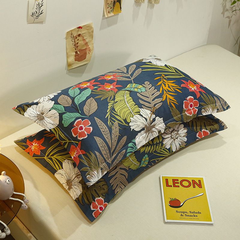 2Pcs Pillowcase Household Large Pillowcase Cover Aloe Vera Cotton Spring Summer Floral Print Geometric Printing Fashion Quality Pillow Covers for Bedroom