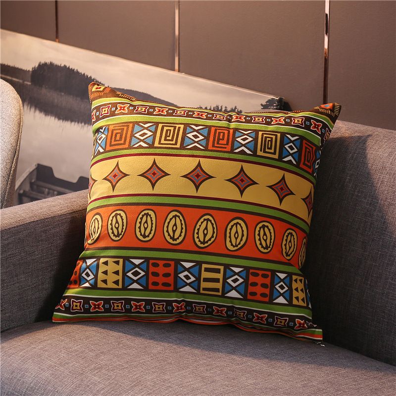 2024 New Velvet Texture Retro Ethnic Style Throw Pillow Cover 18x18 Inch Farmhouse Decorative Pillow Covers Pilowcase for Sofa Bedside Backrest Car Lumbar
