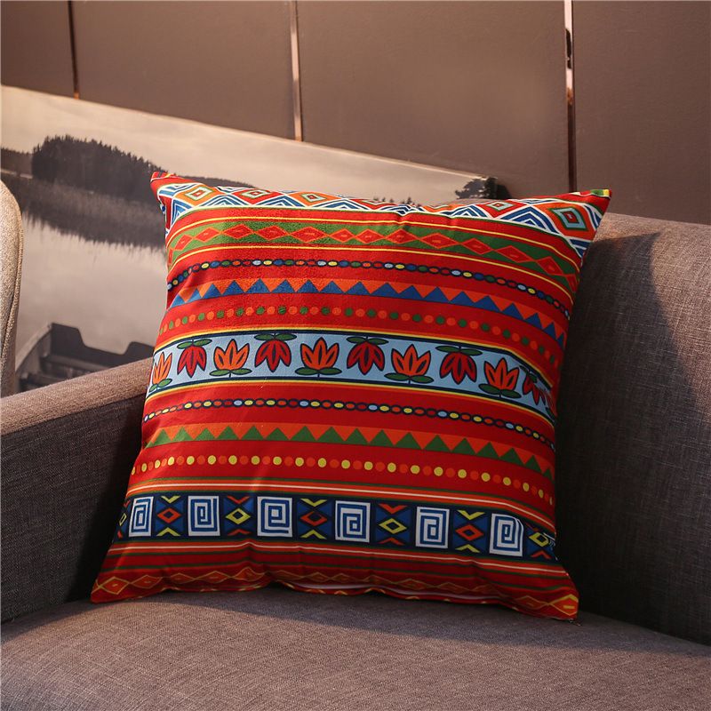 2024 New Velvet Texture Retro Ethnic Style Throw Pillow Cover 18x18 Inch Farmhouse Decorative Pillow Covers Pilowcase for Sofa Bedside Backrest Car Lumbar
