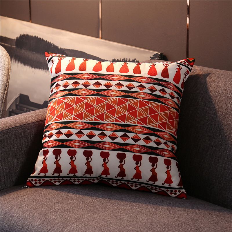 2024 New Velvet Texture Retro Ethnic Style Throw Pillow Cover 18x18 Inch Farmhouse Decorative Pillow Covers Pilowcase for Sofa Bedside Backrest Car Lumbar