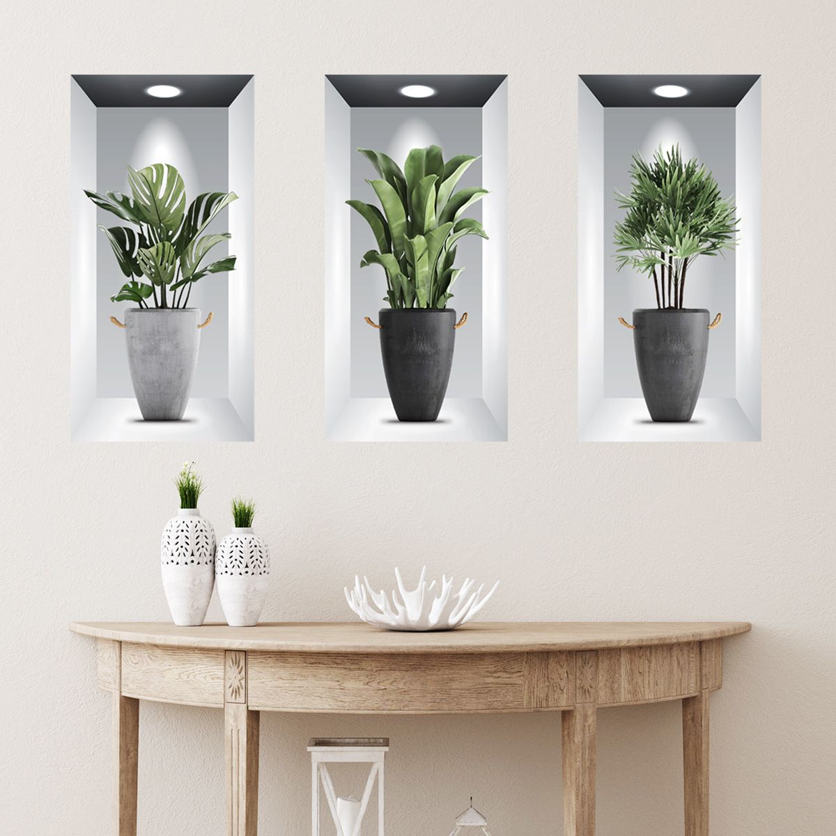 Creative Greenery Potted Plants 3D Stereo Fake Window Wall Stickers Living Room Decorative Stickers Self-adhesive Wall Decals