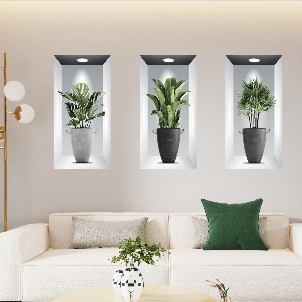 Creative Greenery Potted Plants 3D Stereo Fake Window Wall Stickers Living Room Decorative Stickers Self-adhesive Wall Decals