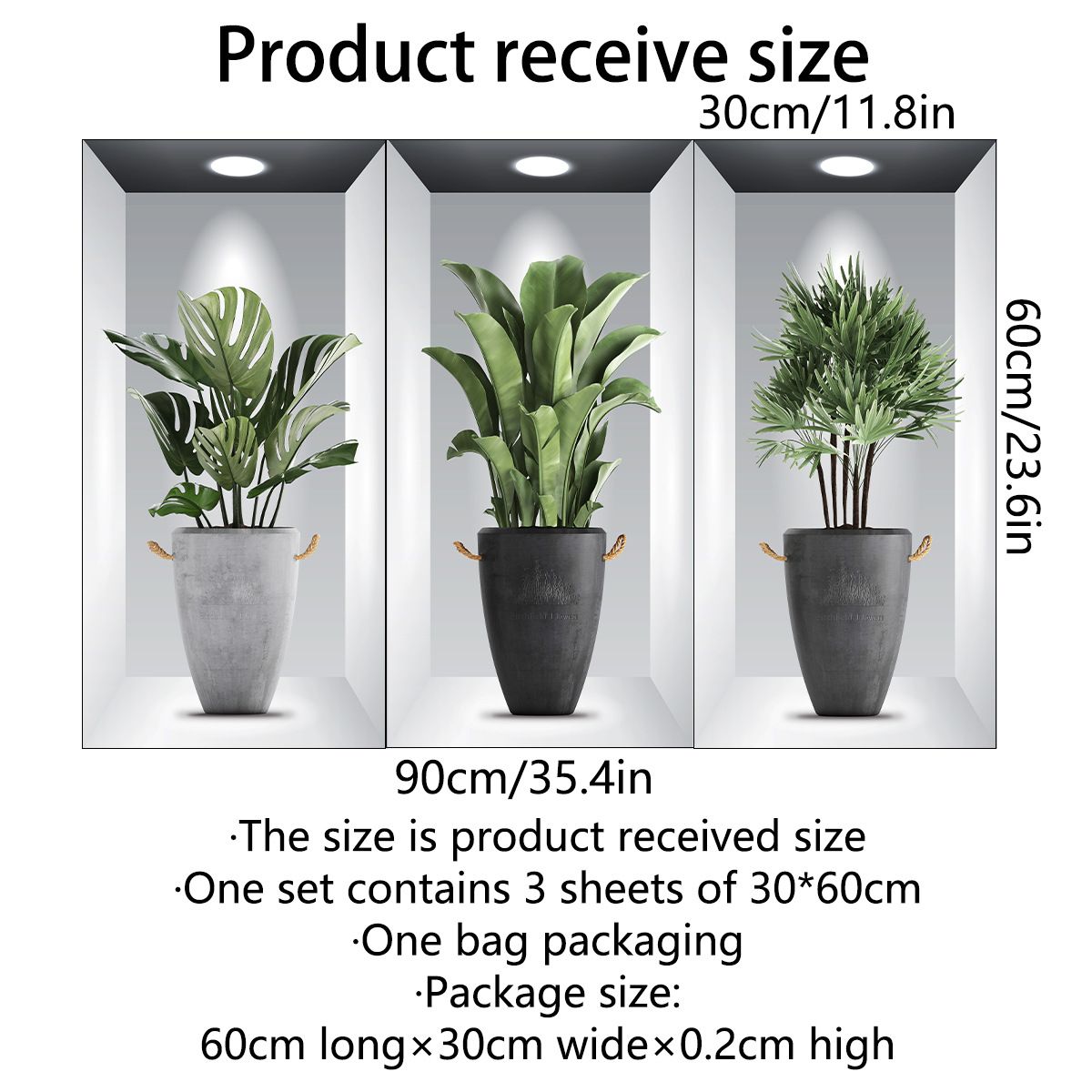 Creative Greenery Potted Plants 3D Stereo Fake Window Wall Stickers Living Room Decorative Stickers Self-adhesive Wall Decals