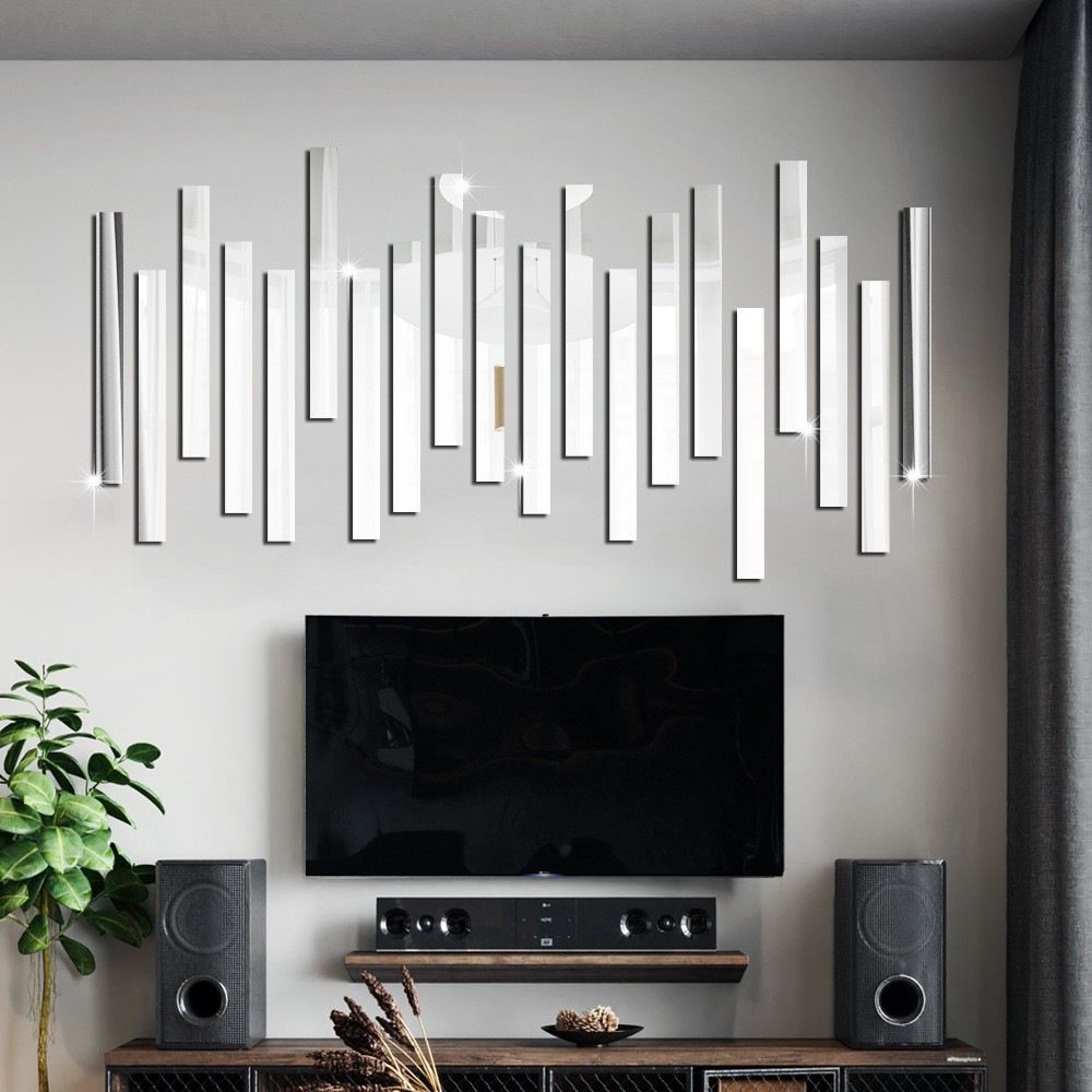 10 Pcs Long Strip Acrylic Mirror Wall Stickers Self-Adhesive Ceiling Border Cabinet Corner Decor and Decorative Trim