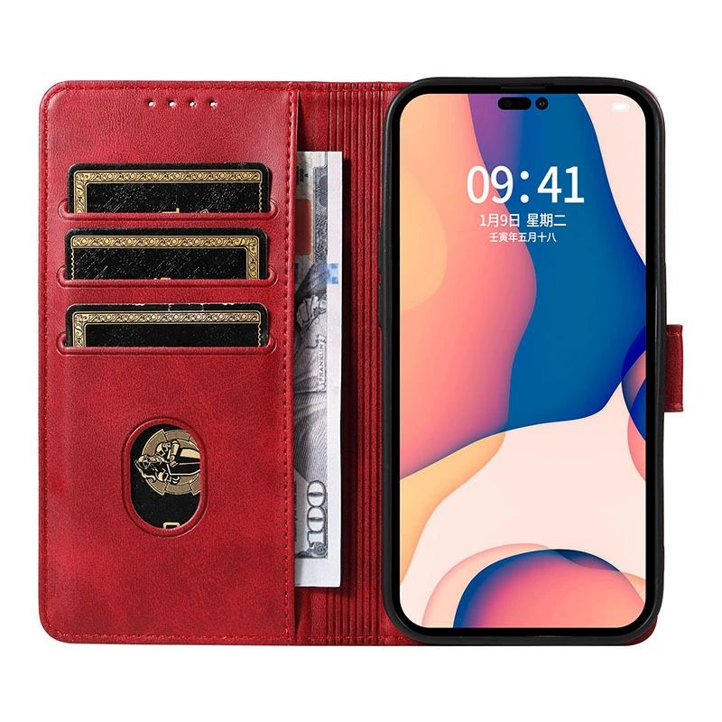 OPPO Reno 2 Leather Case Reno 2Z Phone Cover with Card Holder Reno 10 Calf Pattern Protective Case Multi-fountional Phone Case Holder Flip Phone Case