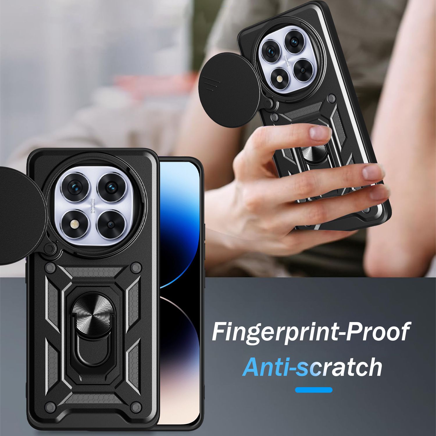Xiaomi Redmi 14C Phone Case Note 14/5A Mobile Phone Cover with Kickstand & Flip Window Durable Shockproof Cover Protective Case