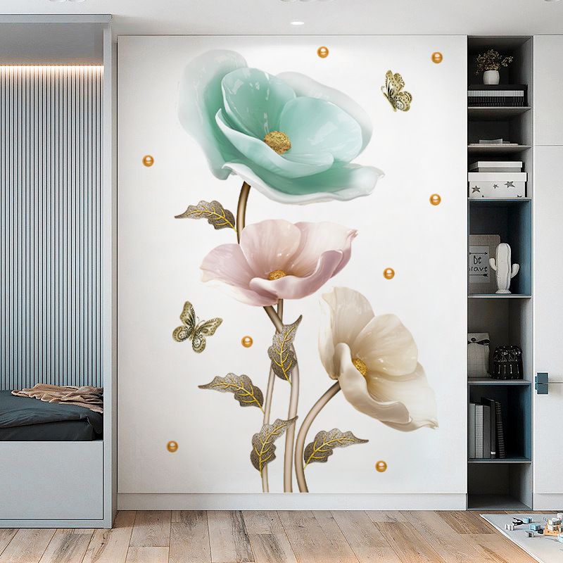 New Elegant Stickers Orchids Plants and Flowers Creative Home Wall Stickers Decorative Painting Self-adhesive Lliving Room Wall Murals Sticker