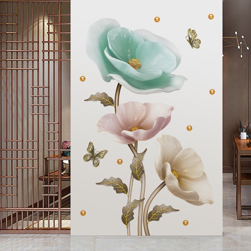New Elegant Stickers Orchids Plants and Flowers Creative Home Wall Stickers Decorative Painting Self-adhesive Lliving Room Wall Murals Sticker