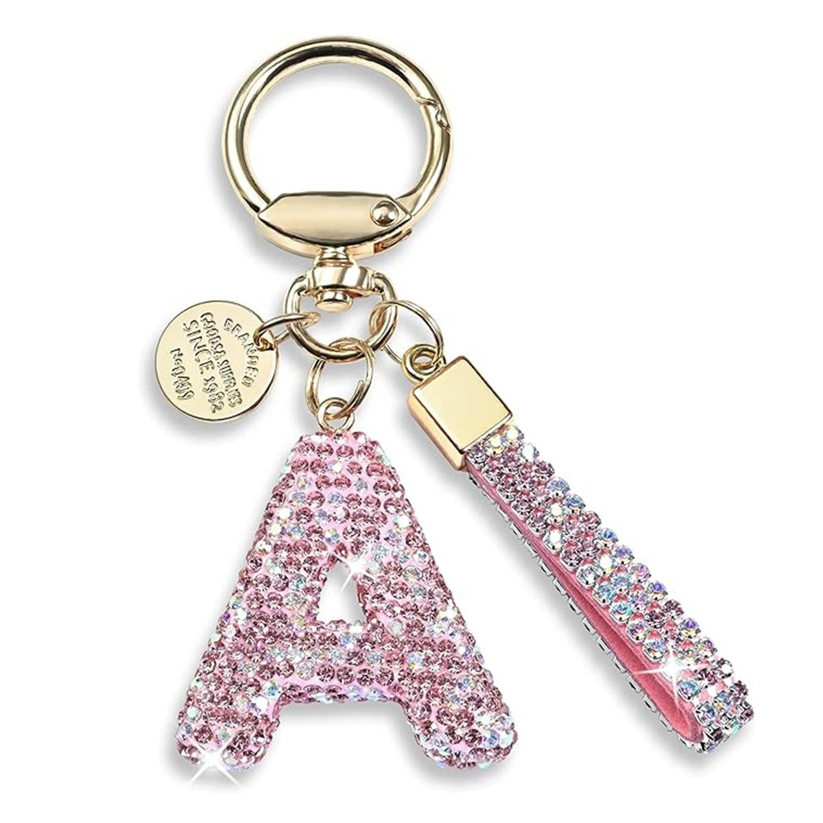 Unisex Initial Letter Keychain Gift for Men and Women Boys and Girls Bling Sparkly Cute Backpack Car Key Accessories Lanyard Shiny Rhinestones Key Chains Keyrings