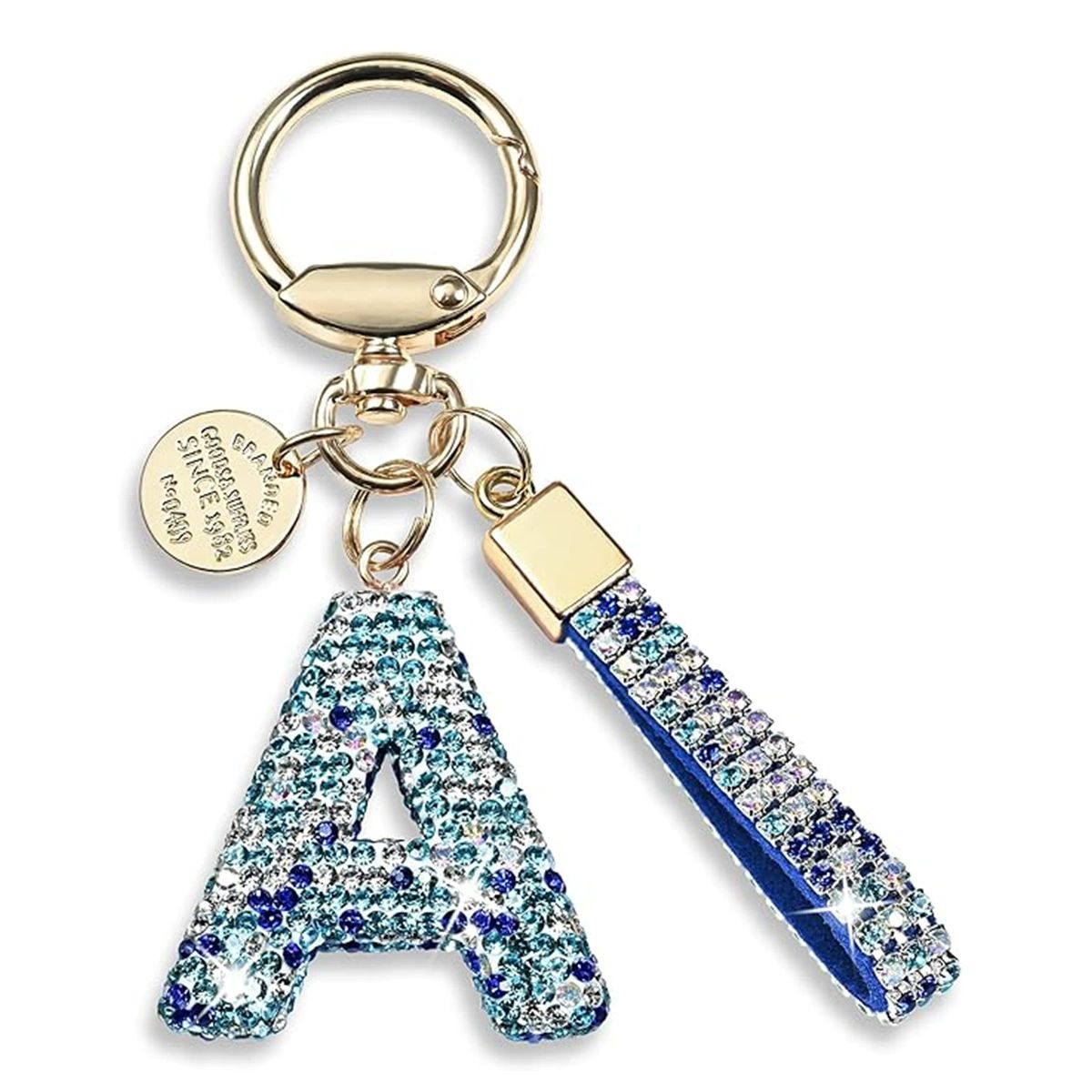 Unisex Initial Letter Keychain Gift for Men and Women Boys and Girls Bling Sparkly Cute Backpack Car Key Accessories Lanyard Shiny Rhinestones Key Chains Keyrings