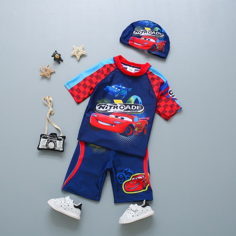 Boys' Quick-Dry Swim Set 2-Piece UPF 50 Swimwear Swim Trunks Rash Guard Beach Pool Playwear Kids Swimsuit with Cartoon Spider-Man Print