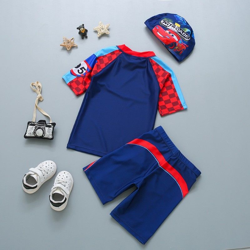 Boys' Quick-Dry Swim Set 2-Piece UPF 50 Swimwear Swim Trunks Rash Guard Beach Pool Playwear Kids Swimsuit with Cartoon Spider-Man Print