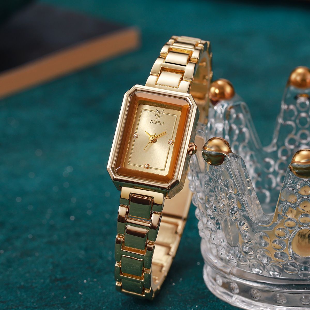 2025 New Women's Wrist Watch Square Steel Strap Watch Emerald Crystal Snake Design Bracelet 5-Piece Luxury Jewelry Set with Gift Box for Ladies