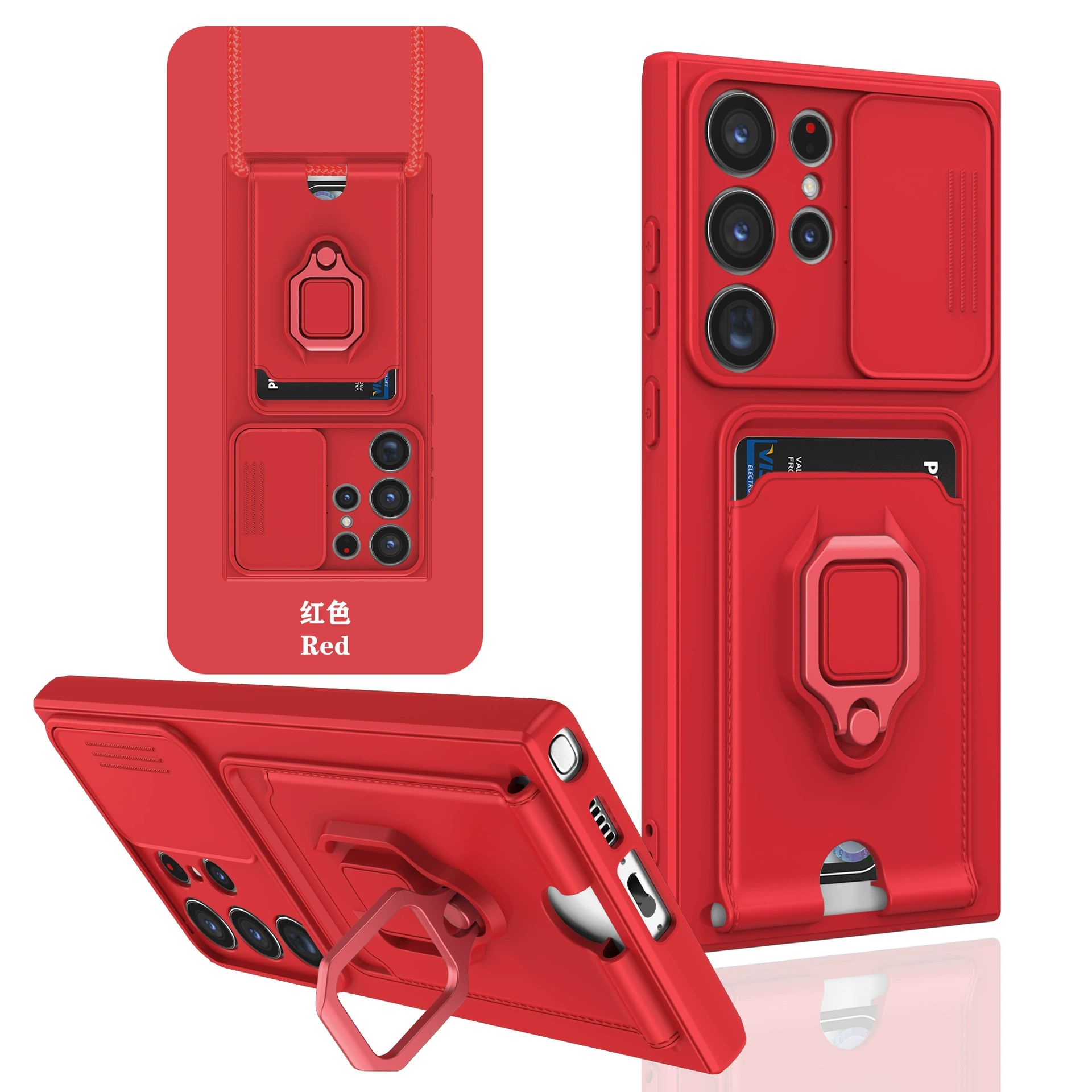Multi-Functional Phone Case for Samsung Galaxy A05/A06/S20 FE/S22 Ultra with Card Slot Kickstand Phone Holder and Lanyard Samsung Phone Cover with Camera Lens Protector Samsung S22Plus Protective Case