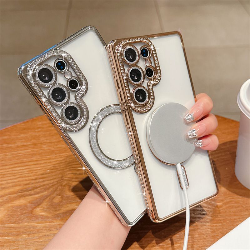 Glitter Magnetic Phone Case for Samsung S25 Ultra, S24 Ultra Shockproof, A16 Protective Cover, A05 Beautiful Phone Cover