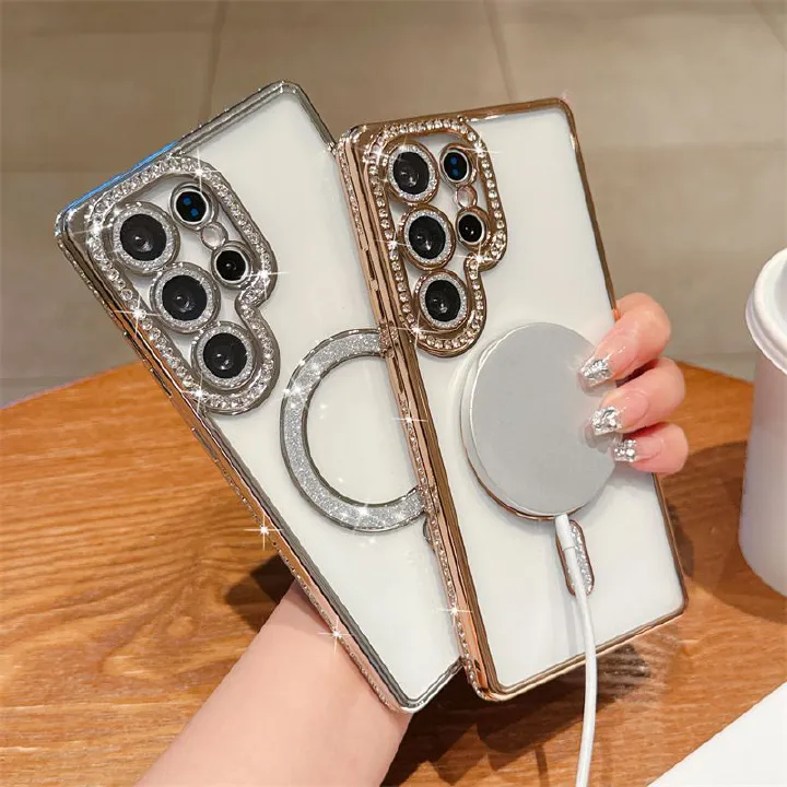 Glitter Magnetic Phone Case for Samsung S25 Ultra, S24 Ultra Shockproof, A16 Protective Cover, A05 Beautiful Phone Cover