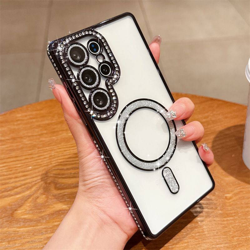 Glitter Magnetic Phone Case for Samsung S25 Ultra, S24 Ultra Shockproof, A16 Protective Cover, A05 Beautiful Phone Cover