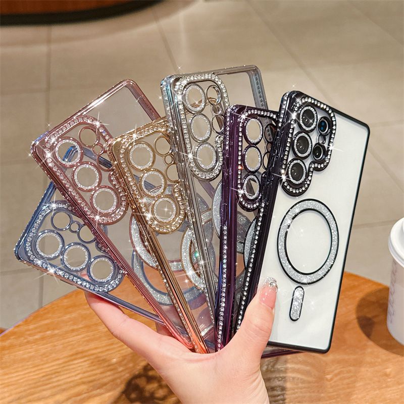 Glitter Magnetic Phone Case for Samsung S25 Ultra, S24 Ultra Shockproof, A16 Protective Cover, A05 Beautiful Phone Cover