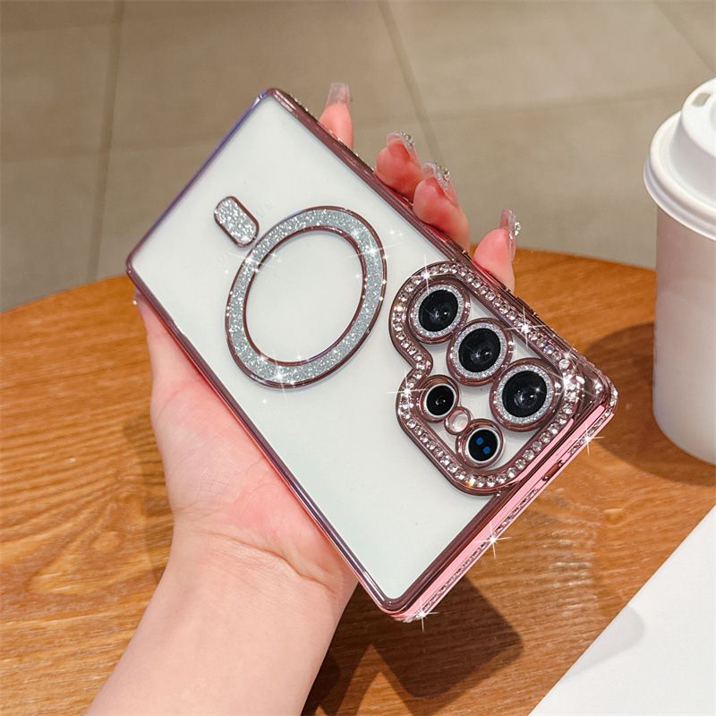 Glitter Magnetic Phone Case for Samsung S25 Ultra, S24 Ultra Shockproof, A16 Protective Cover, A05 Beautiful Phone Cover