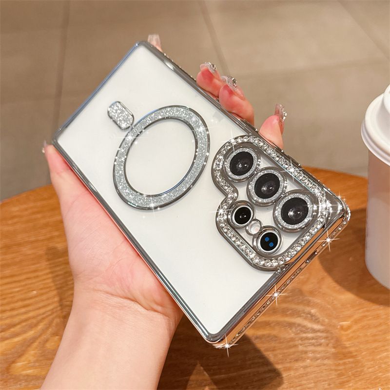 Glitter Magnetic Phone Case for Samsung S25 Ultra, S24 Ultra Shockproof, A16 Protective Cover, A05 Beautiful Phone Cover