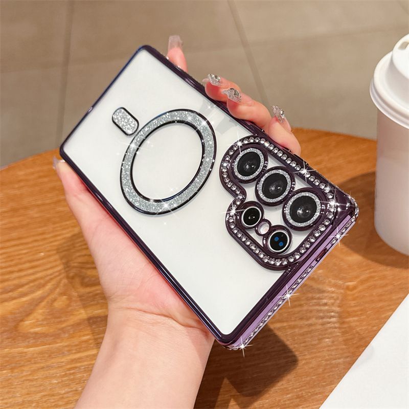 Glitter Magnetic Phone Case for Samsung S25 Ultra, S24 Ultra Shockproof, A16 Protective Cover, A05 Beautiful Phone Cover