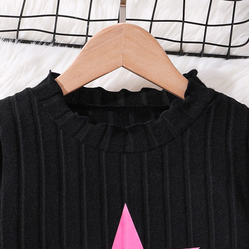 Girls' Long-Sleeve Knitted Top Jogger Harem Pants Two-Piece Set Star Decoration Slim Fit Top and Loose Cargo Pants Cool Outfit for Girls 8-12 Years Clothing Sets
