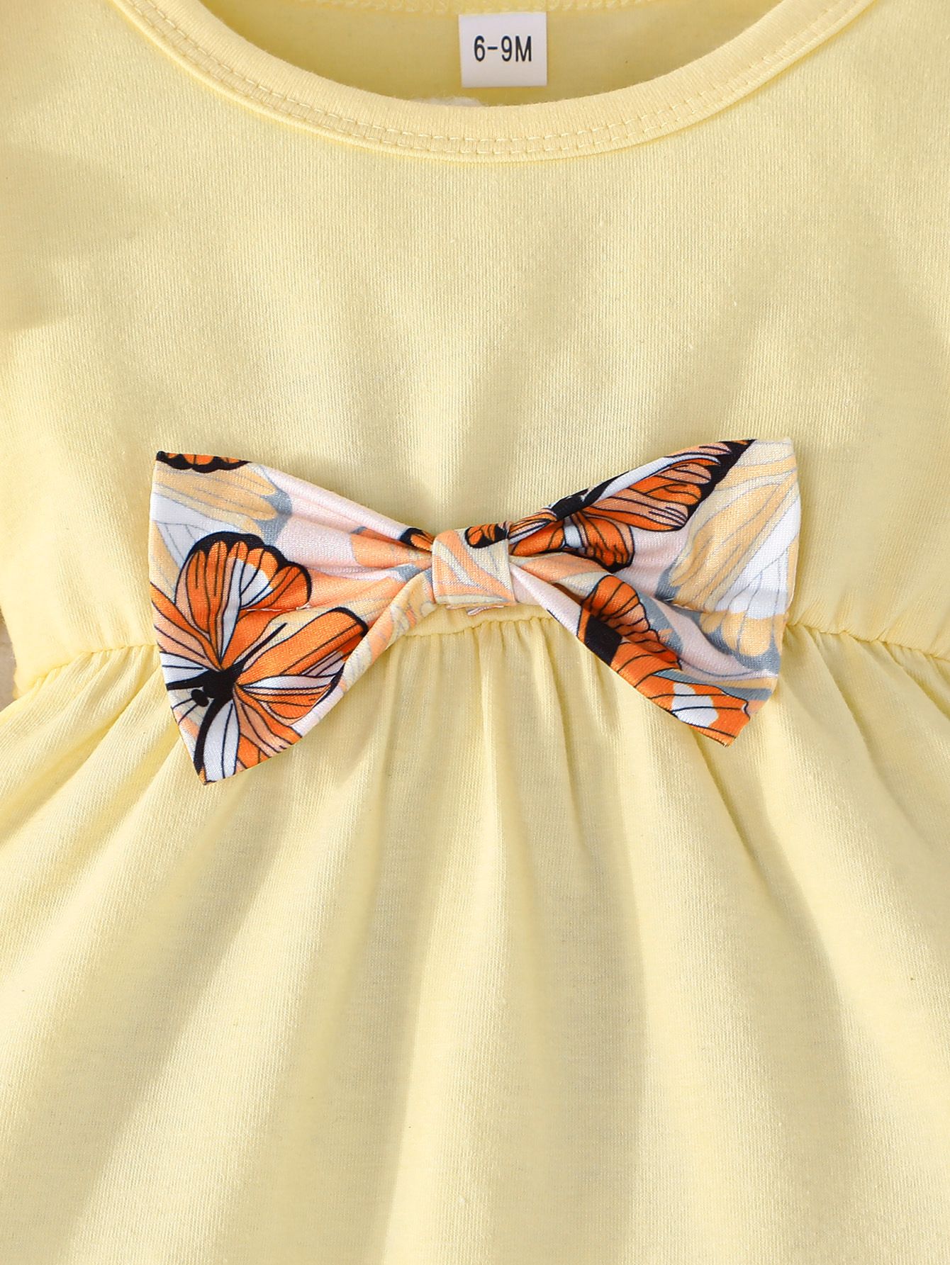 Quality Outfit for Baby Girls 3-24 Months Ruffle Long-Sleeve Bow-Tie Top and Butterfly-Print Cuffed Fitted Pants Clothing Set for Newborn Infants Clothes