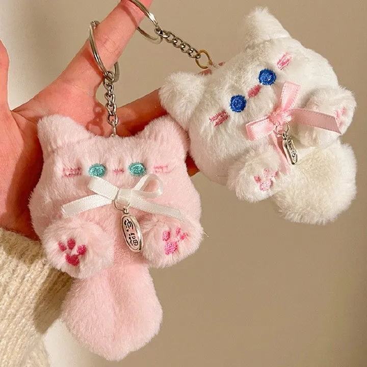 Plush Cat Keychain for Girls Cute Stuffed Animal Bag Charm Phone Pendant Perfect Gift for Students Girls Keyrings Fashion Accessories Adorable Plush Cat Keychain Soft Toy Bag Accessory Sweet Gift