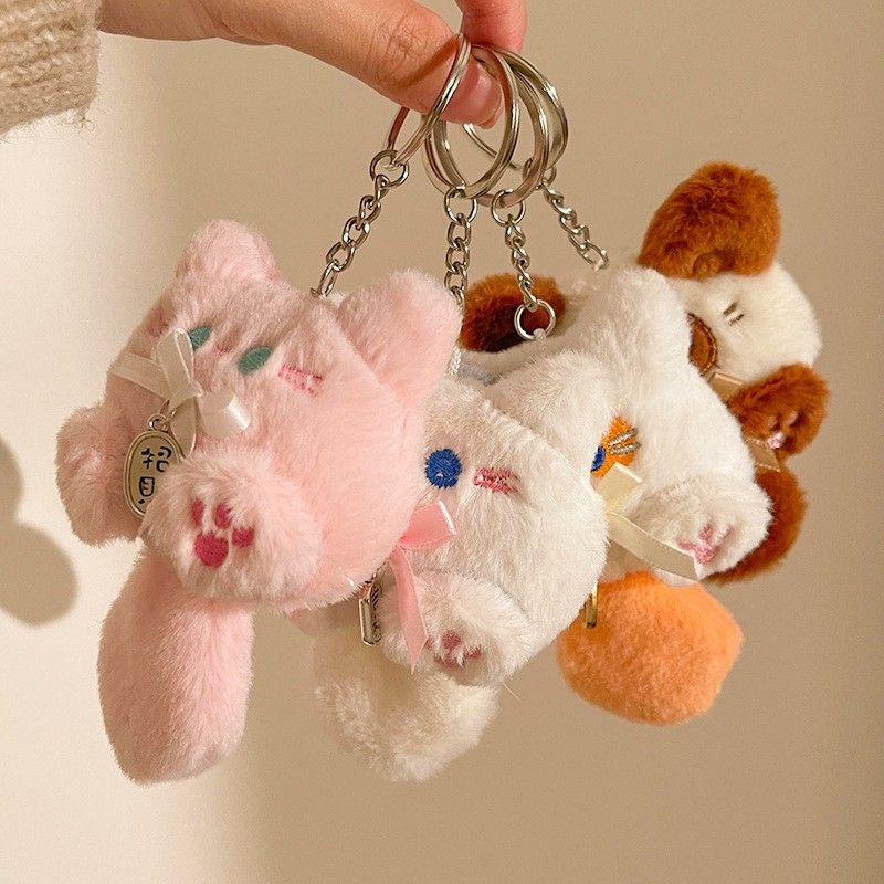 Plush Cat Keychain for Girls Cute Stuffed Animal Bag Charm Phone Pendant Perfect Gift for Students Girls Keyrings Fashion Accessories Adorable Plush Cat Keychain Soft Toy Bag Accessory Sweet Gift