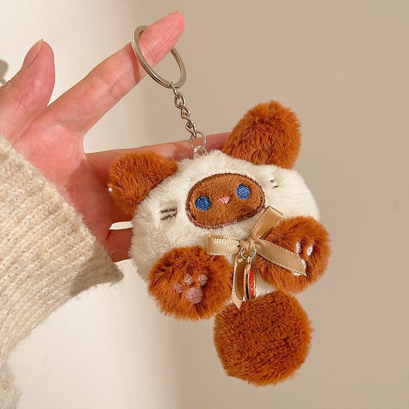 Plush Cat Keychain for Girls Cute Stuffed Animal Bag Charm Phone Pendant Perfect Gift for Students Girls Keyrings Fashion Accessories Adorable Plush Cat Keychain Soft Toy Bag Accessory Sweet Gift