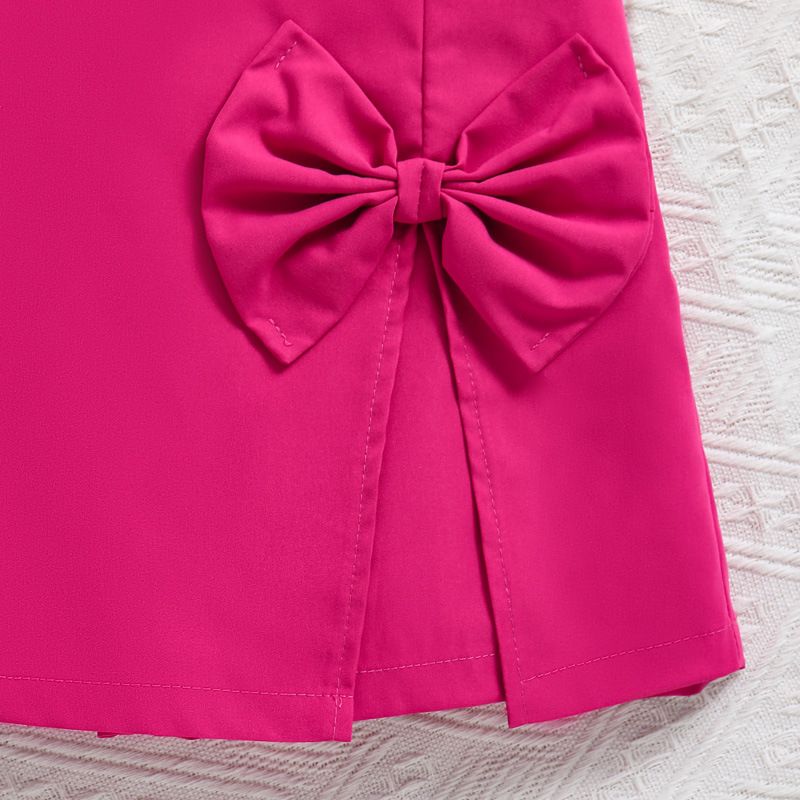 Girls' Summer Outfit Set Printed Short-Sleeve Crop Top Blouse Split Skirt Shorts with Bow, for Age 8-12 Kids Fashion Clothing Set Girsl Clothes