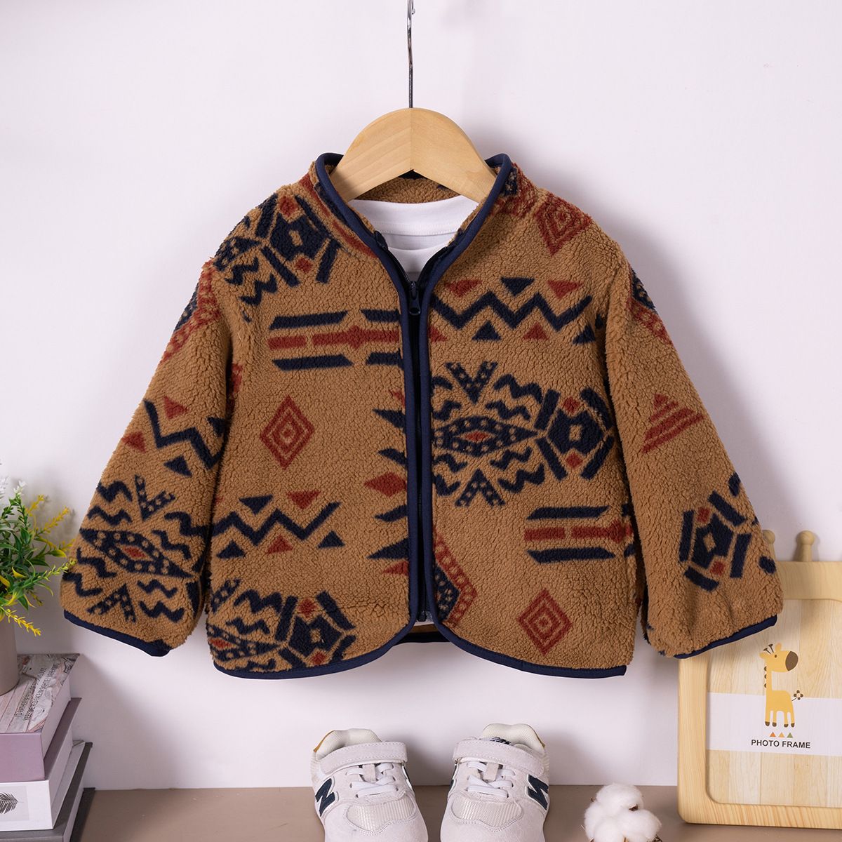 Autumn Winter New Children's Jacket Fleece Zip-Up Cardigan for Boys and Girls Ethnic Style Fashionable and Warm Outerwear for Kids Aged 1 to 7  Boys Clothing Girls  Coats