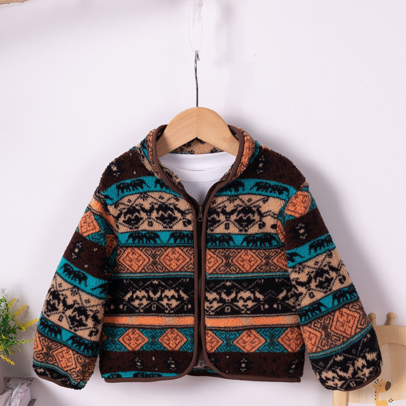Autumn Winter New Children's Jacket Fleece Zip-Up Cardigan for Boys and Girls Ethnic Style Fashionable and Warm Outerwear for Kids Aged 1 to 7  Boys Clothing Girls  Coats