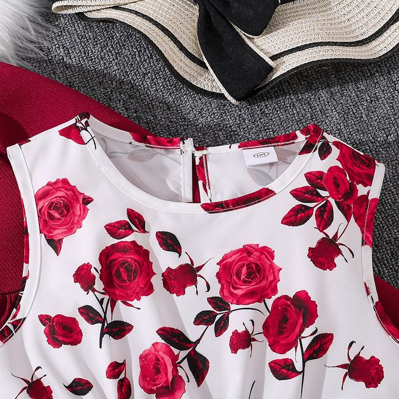 Girls' Clothing Sets Outfit New Sleeveless Floral Dress with Long-Sleeve Knit Cardigan Matching Toddler & Kids' 2-Piece Set Girls Fashion Clothing
