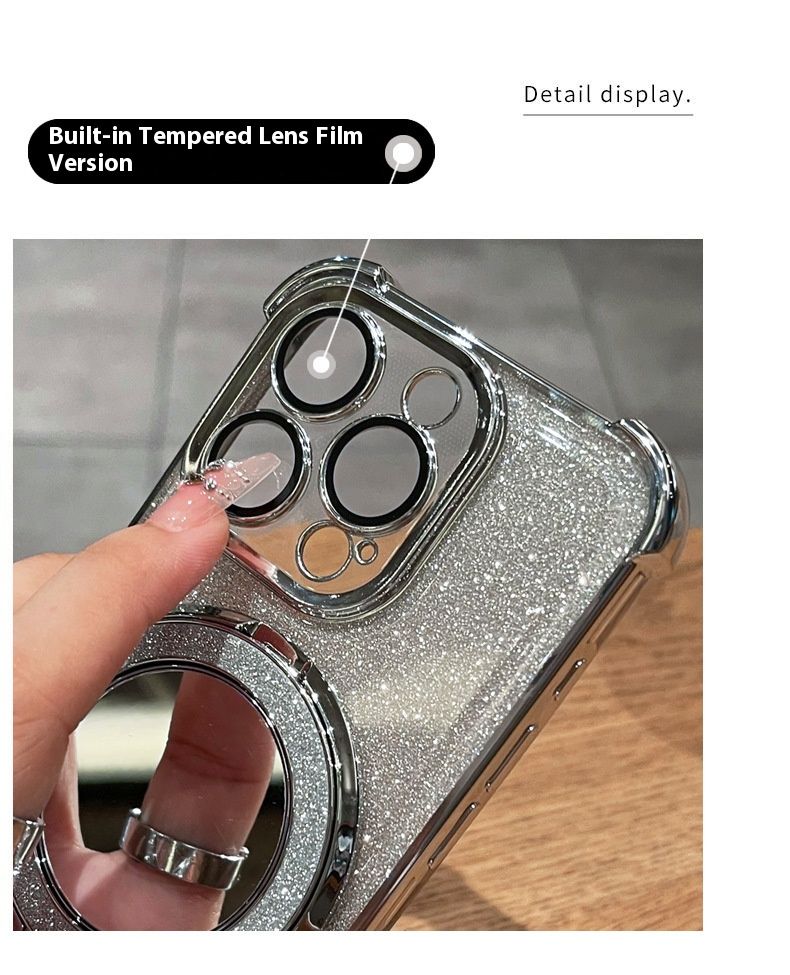 Redmi Phone Case For Redmi 14C Note Etc High-Look Xiaomi Case W/Foldable Stand Makeup Mirror Fashion Airbag Shockproof Drop-Resistant Fingerprint-Free Samsung A07/06/16 Phoen Case