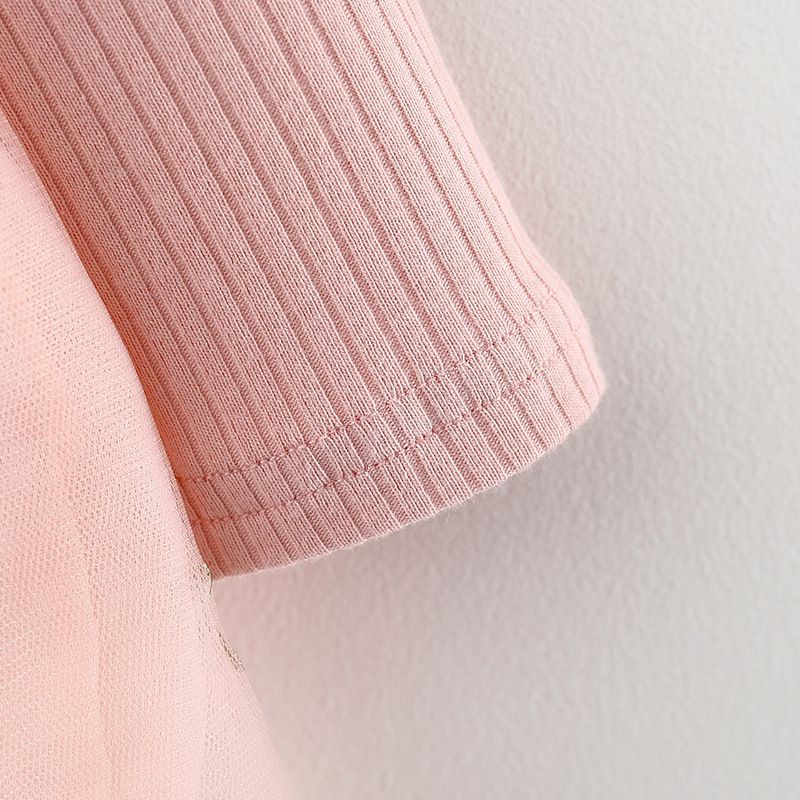 Girls' Dress Toddler Princess Dress Bowknot Long-Sleeve Top Knitted Long Sleeves Fashion New Style Tulle Skirt Holiday Birthday Gift Star Pattern