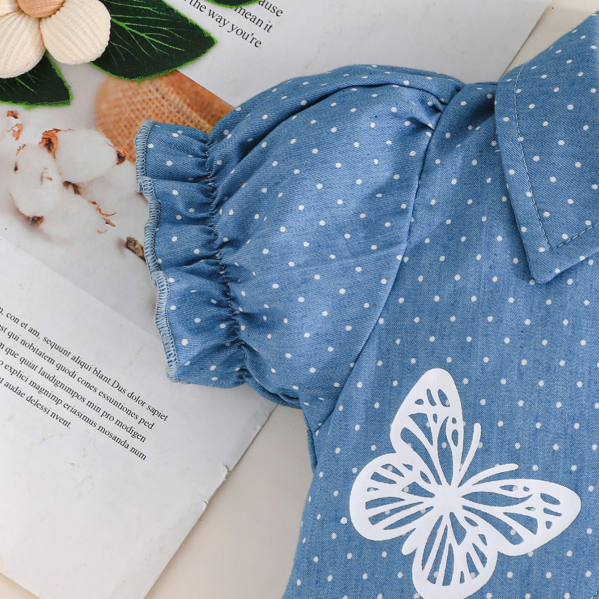 Girls' Clothing 2-Piece Set Collared Short-Sleeve Jacket Camisole Dress Butterfly Print Bowknot Fashion New Style Princess Dress Tulle Style INS Style