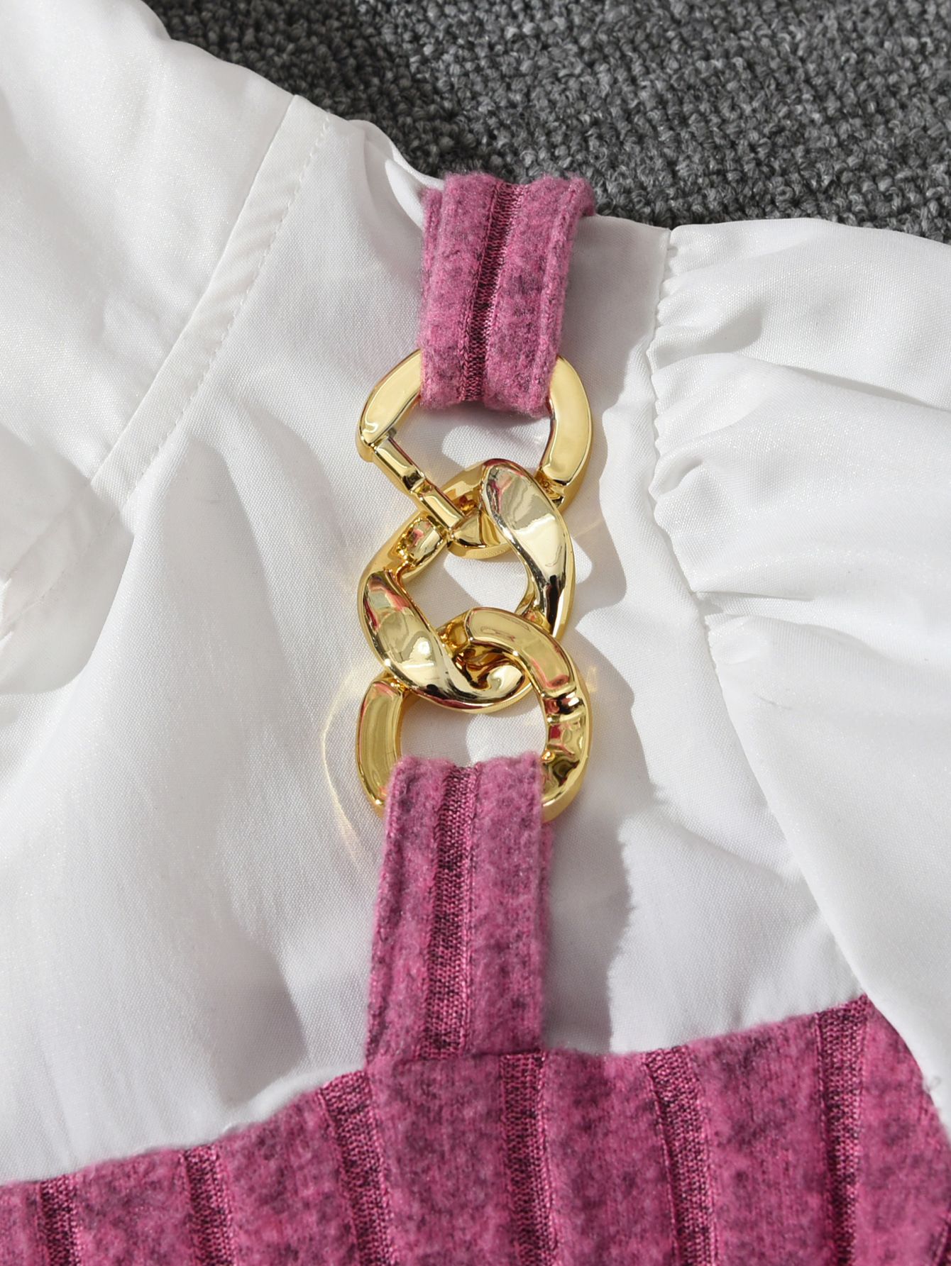 Girls' Clothing Set Spliced Dress Autumn Style Pink Striped Princess Dress Belt With Metal Buttons Knitted Style Fashion Design INS Style Versatile Comfortable Birthday Gift Holiday Gift