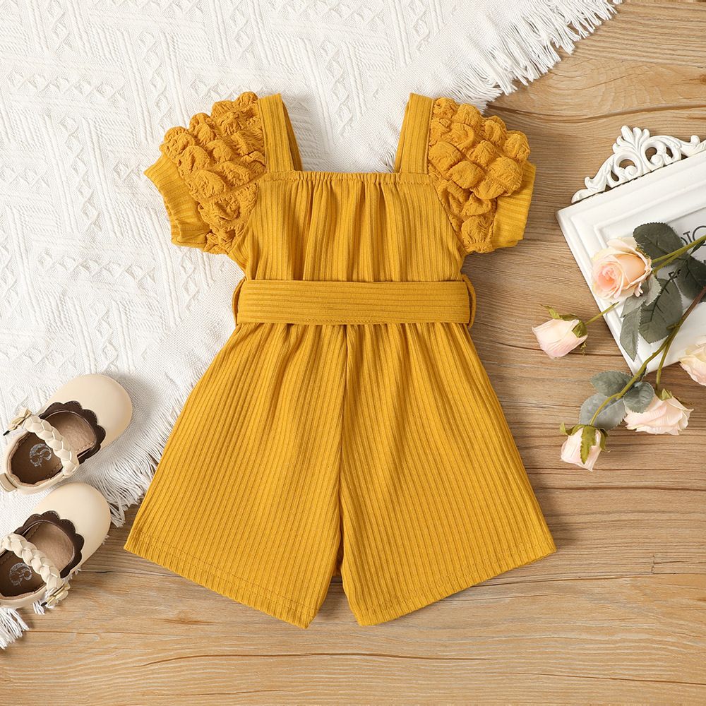 Baby Girls' Romper 0-2 Years Old Bubble Sleeve Bowknot Knitted Style Ins Style Fashionable Festival New Style Comfortable And Breathable