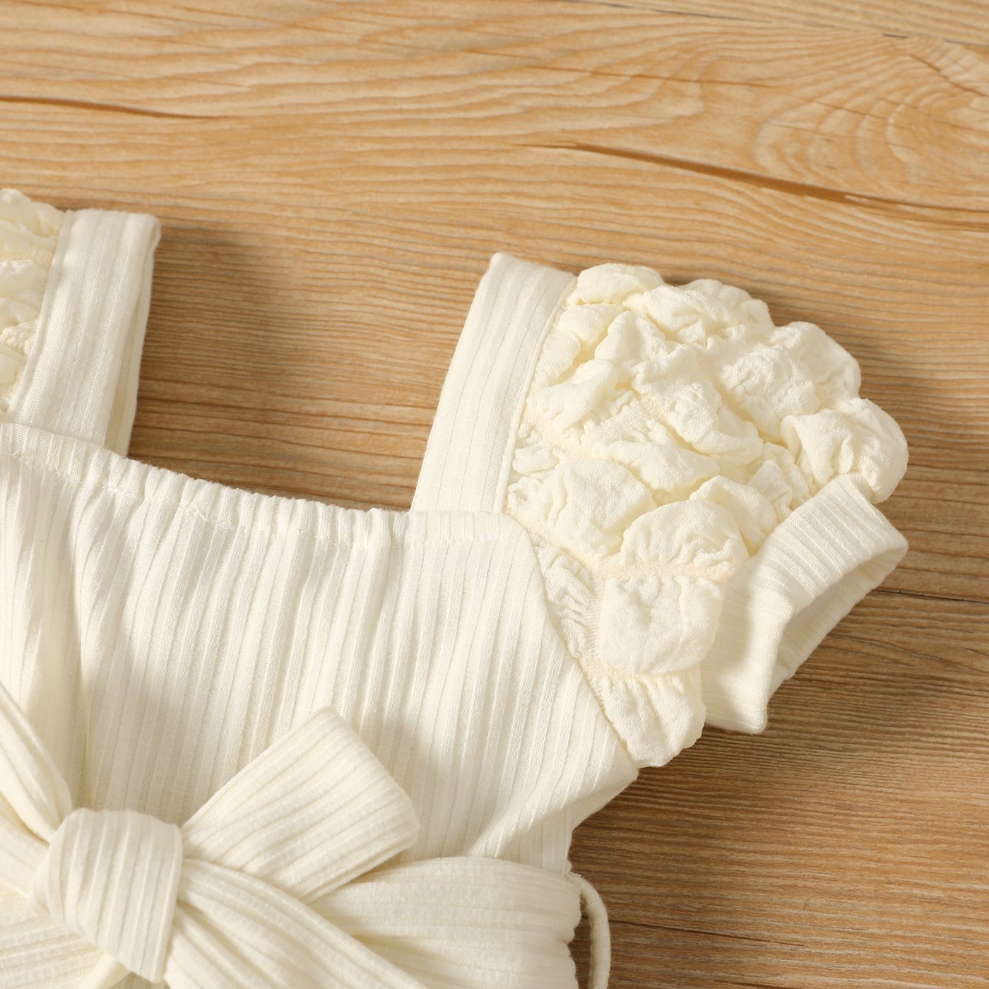 Baby Girls' Romper 0-2 Years Old Bubble Sleeve Bowknot Knitted Style Ins Style Fashionable Festival New Style Comfortable And Breathable