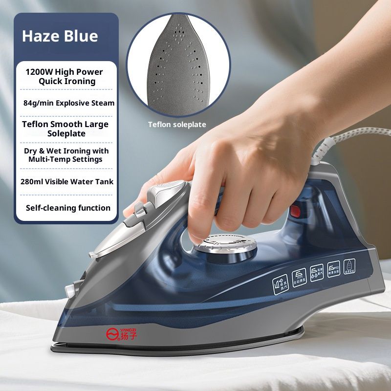 Luxury Steam Iron Box with Non-Stick Teflon Soleplate Garment Steamer Adjustment Precise Temperature Control Household Handheld High Power Rapid Wrinkle Removal Dry Wet Dual Use Smooth Large Area