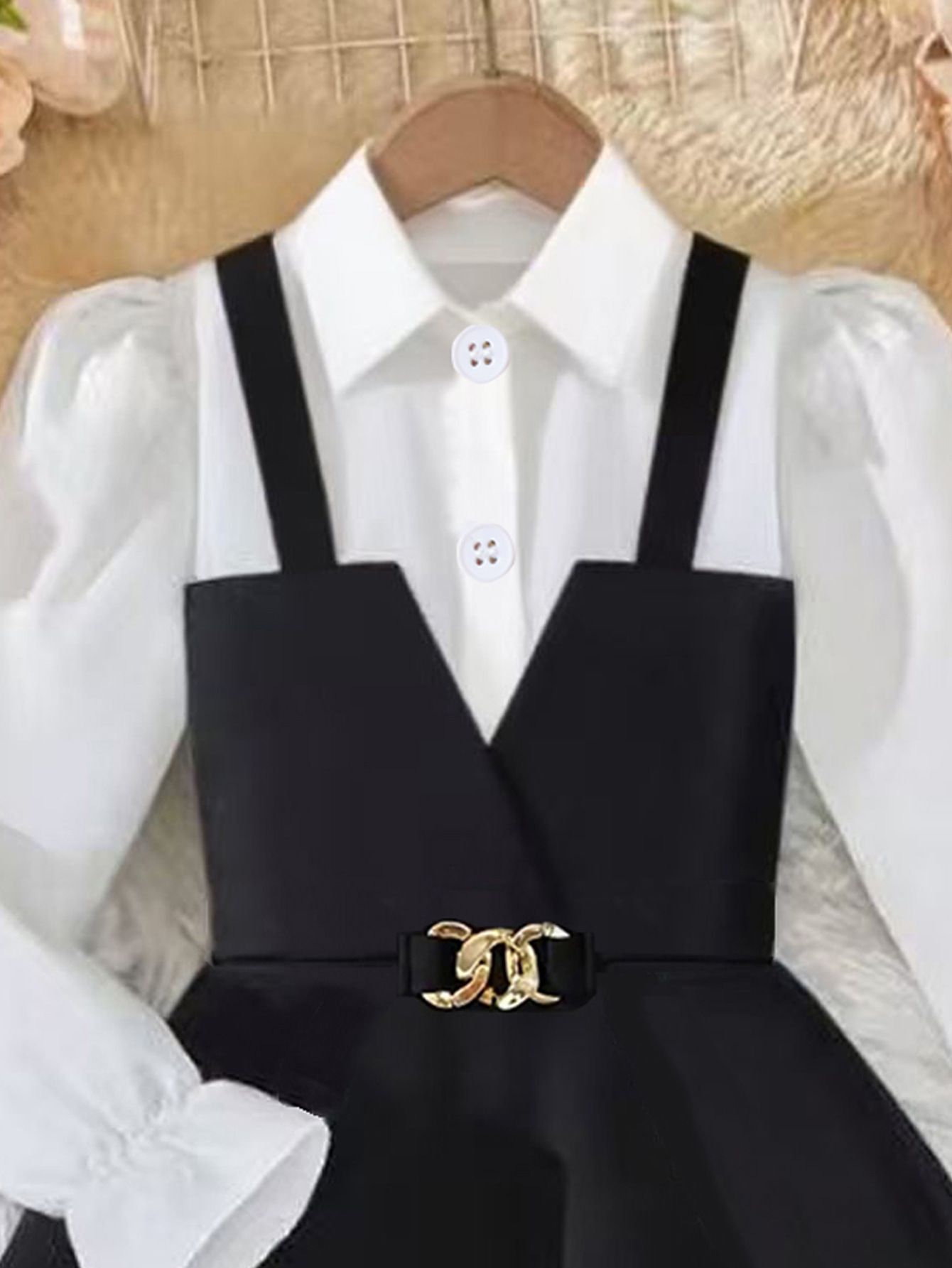 Girls Clothing Set Long Sleeve Dress School Style Shirt Collar Dress Fashionable New Design High Quality Comfortable Breathable Holiday Party Gift