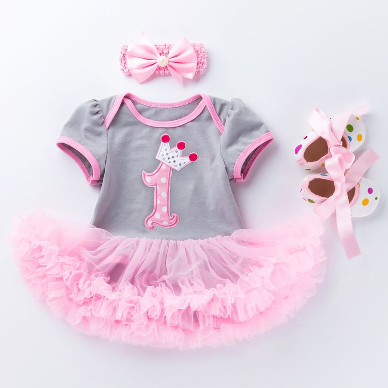 3 Piece Girls Clothing Set For 0-2 Years Old Baby Infant Romper Pink Cake Skirt Princess Dress First Walker Shoes Fashion New Style Soft Comfortable Breathable INS Style