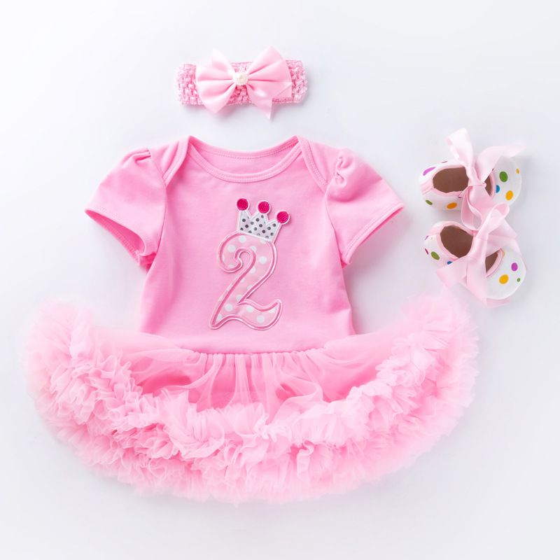 3 Piece Girls Clothing Set For 0-2 Years Old Baby Infant Romper Pink Cake Skirt Princess Dress First Walker Shoes Fashion New Style Soft Comfortable Breathable INS Style