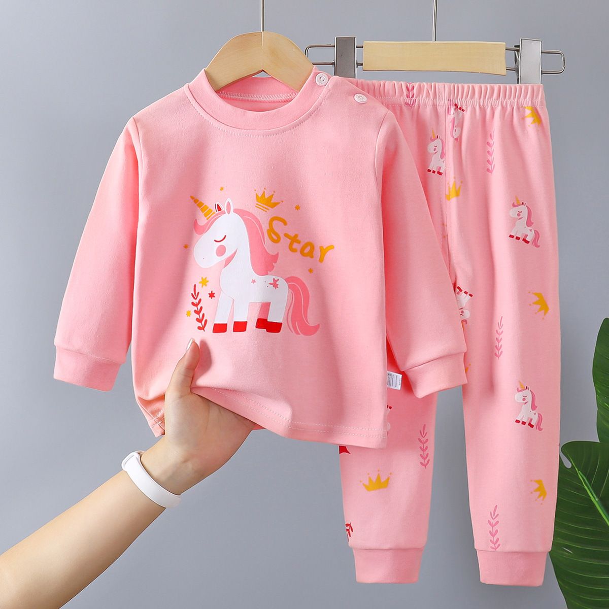 2 Piece Kids Clothing Set Long Sleeve Pants Home Baby Outfit Cute Animal Alphabet Heart Print Fashion New Style Soft Comfortable Breathable INS Style Pure cotton material