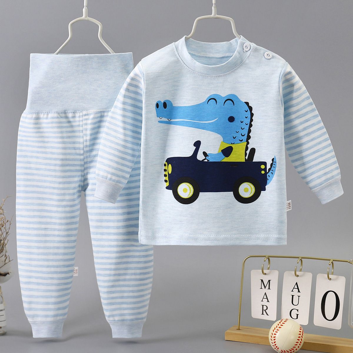 2 Piece Kids Clothing Set Long Sleeve Pants High Waist Belly Protection Home Baby Outfit Cotton Fabric Soft Comfortable Breathable Alphabet Heart Print Fashion New Style