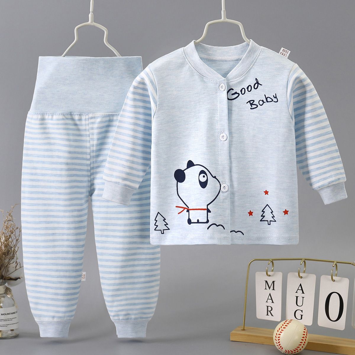 2 Piece Kids Clothing Set Long Sleeve Pants High Waist Belly Protection Home Baby Outfit Cotton Fabric Soft Comfortable Breathable Alphabet Heart Print Fashion New Style