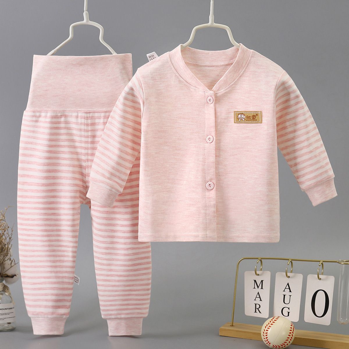 2 Piece Kids Clothing Set Long Sleeve Pants High Waist Belly Protection Home Baby Outfit Cotton Fabric Soft Comfortable Breathable Alphabet Heart Print Fashion New Style
